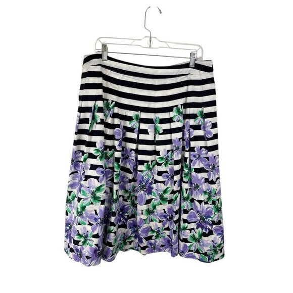 Talbots Women's 14 Pleated Mixed Pattern Skirt Purple Floral - Picture 3 of 14